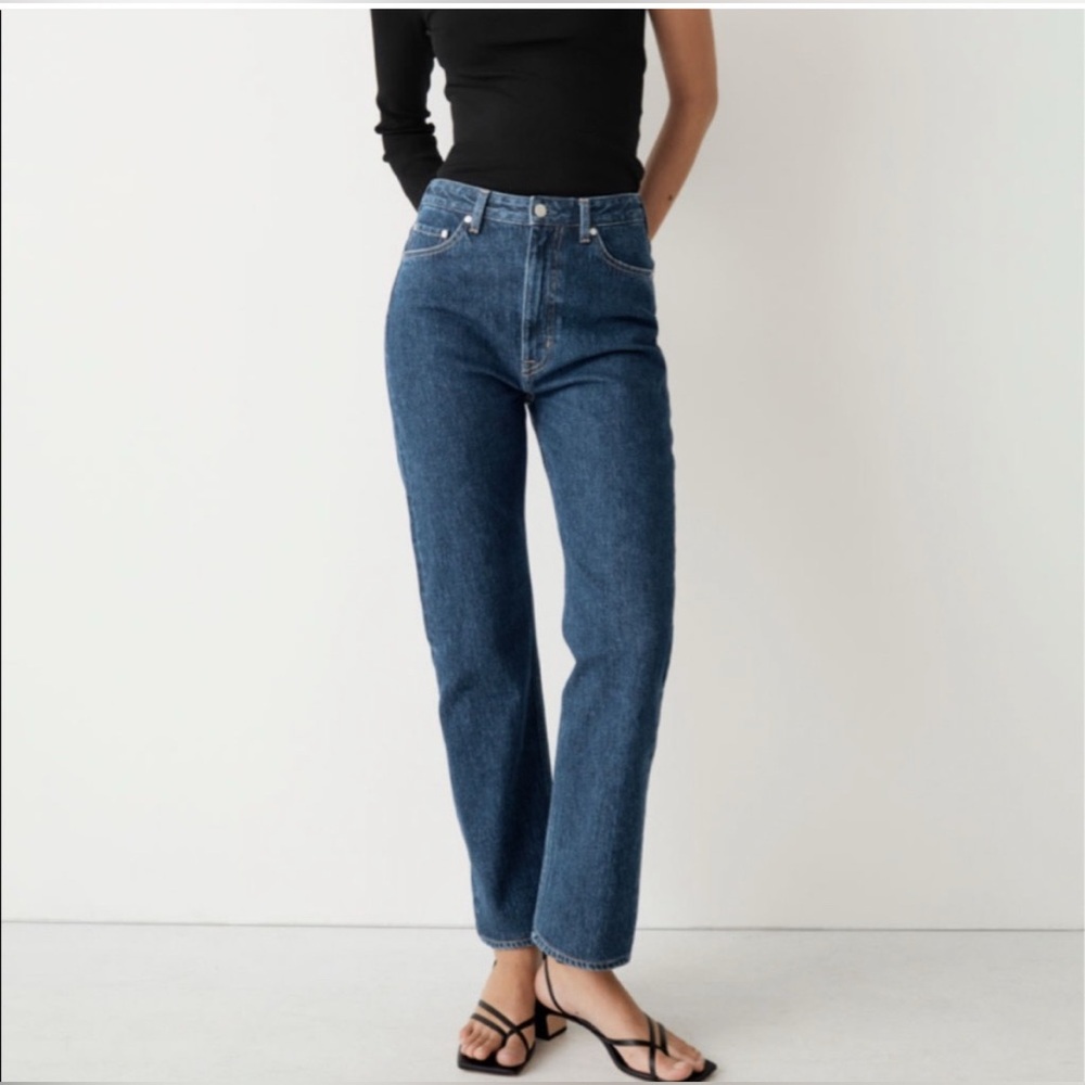 & Other Stories Favourite Cut Jeans High Waist Slim Straight Medium Wash 28